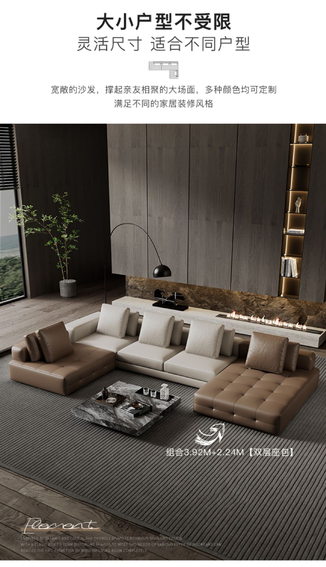 佛山意式极简头层牛皮沙发别墅客厅大户型沙发模块劳伦斯沙发真皮-阿里巴巴