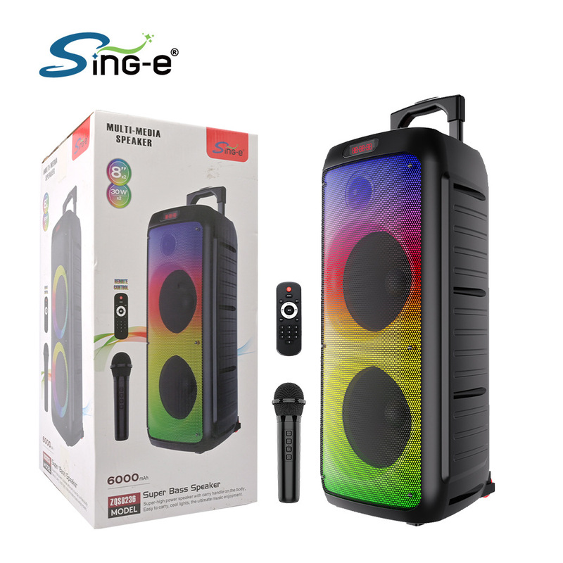 Sing-e dec s8236外国貿易の爆発的なダブル8インチbluetoothスピーカー充電可能なマイクk歌カラーライトのリモコン|undefined
