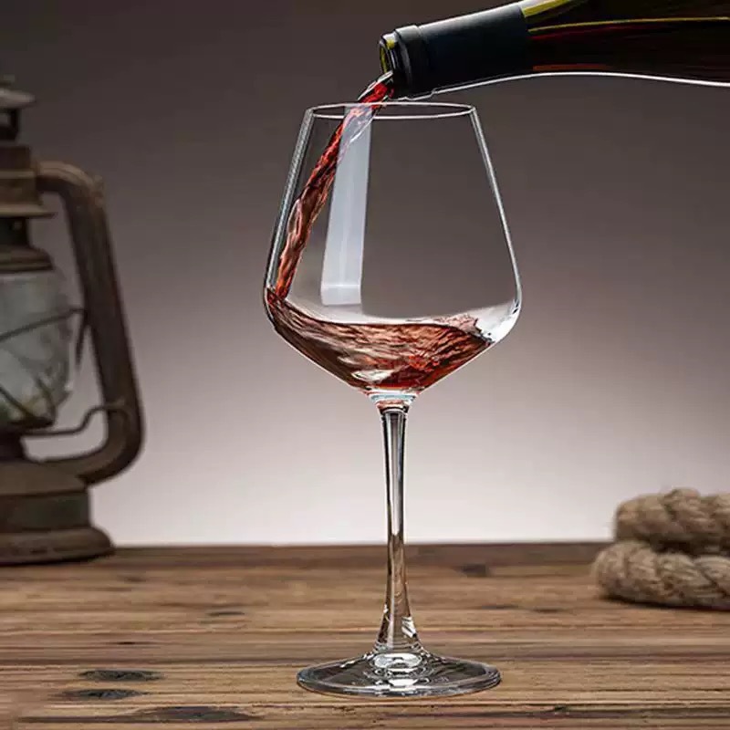 Gran taza de vino de borgoña al por mayor casera de cristal creativo de lujo taza de pie alto taza de vino de estómago