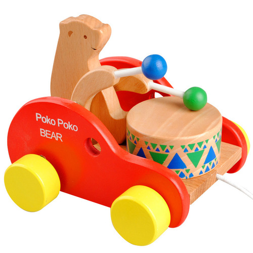 Cross-border baby walker bear drum car baby infant boys and girls 1-5 years old educational drag toy