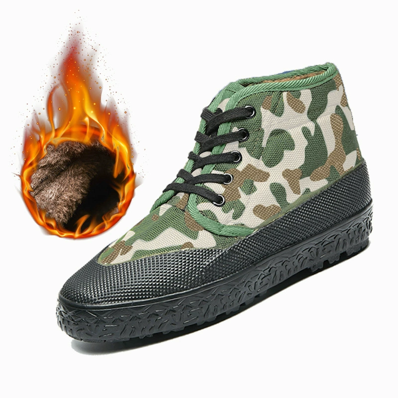 Зимняя обувь освобождения, камуфляжная хлопчатобумажная обувь, резиновая обувь, мужская и женская обувь для строительных площадок, высокие зимние сапоги, Мужская обувь для охраны труда, на флисовой подкладке