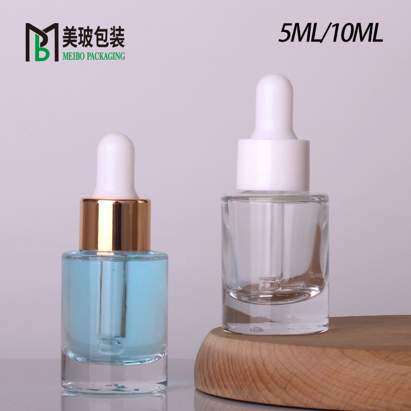 5ml矮胖精华液瓶10ml厚底滴管瓶精油瓶透明玻璃精华瓶