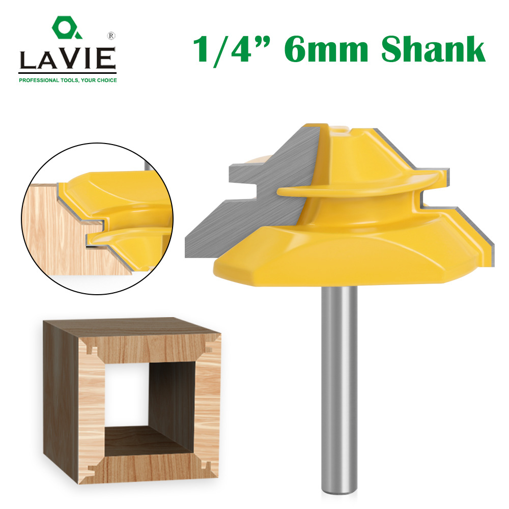 6/6.35柄45度榫合刀黄漆拼板刀拼接刀木工铣刀具直角榫合刀