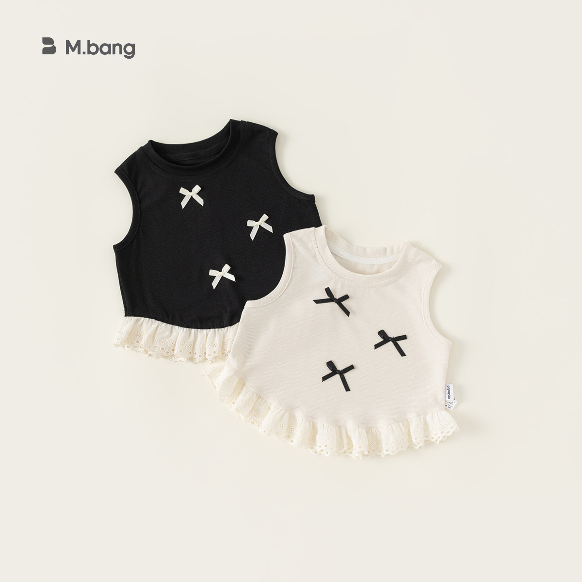 Youbao Children's Clothing Girls' Vest Summer Thin Korean Style Children's Bow Lace Patchwork Sleeveless Top Baby Clothes