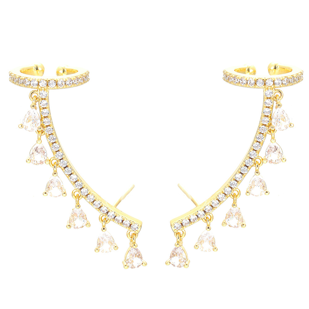 8g Weight Fashion Water Droplets Copper Earrings Inlay Zircon Copper Earrings