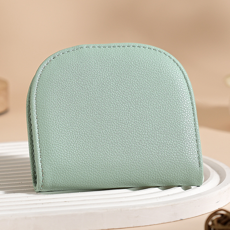 Nuevo medio círculo mini mujer simplista simplista cartera compacta multi-tarjeta de color sólido multi-cartera de cambio corta