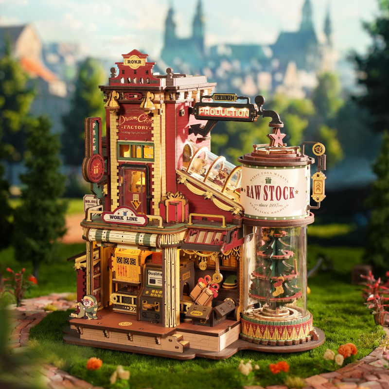 Rokr Amusement Park 3D Puzzle Music Box Wooden Gift Factory Assembly Model National Trend Toy