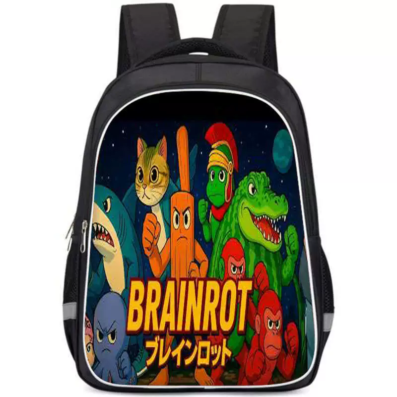 Деревянный рюкзак-карандаш БЛОКНОТ с принтом Brainrot, школьный рюкзак TRALALERO большой вместимости, школьник