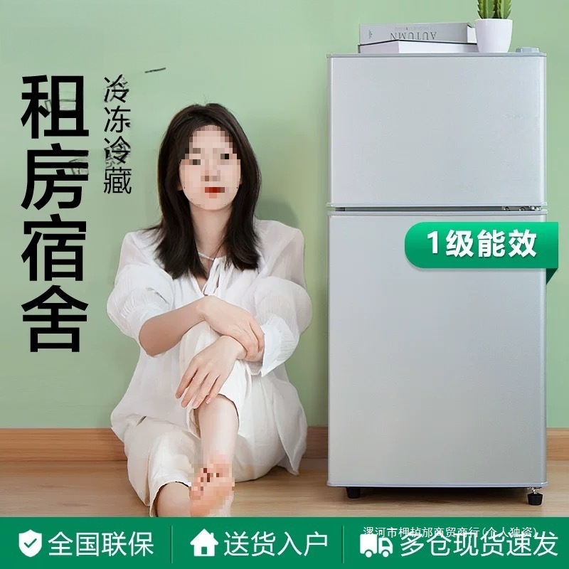 Energy-Saving Small Refrigerator for Home Use, Small Rental Dormitory Use, Refrigeration and Freezing, Mini Office Use, Energy-Efficient Double-Door Smart