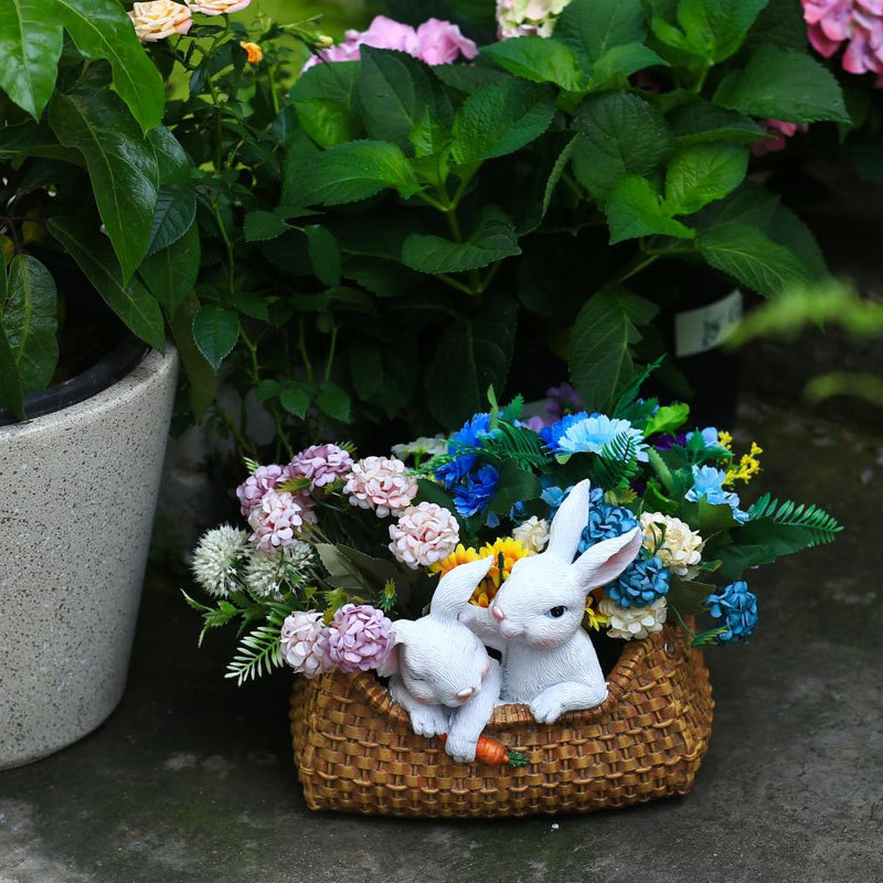 Creativo jardín al aire libre decoración dibujos animados conejo maceta resina escultura jardín decoración paisaje regalo creativo