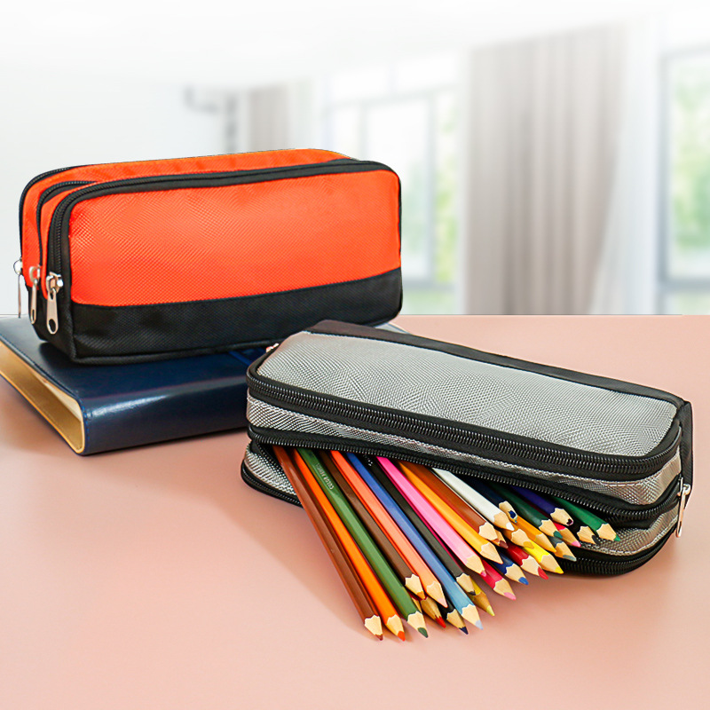 Multifunctional three-layer stationery box simple pen case thickened large capacity pencil case wear-resistant pencil case wholesale male and female students
