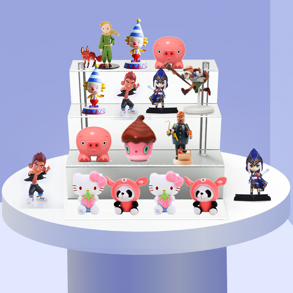 工厂加工定制亚克力展示架 多层热弯公仔玩具展示