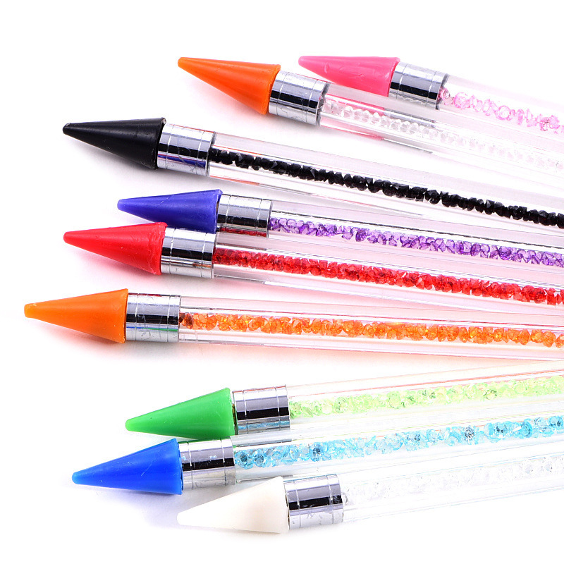 Acrylic Dot Drill Pen Double-Ended Nail Drill Pen DIY Nail Art Decoration Jewelry Tool Plastic Transparent Pen Holder