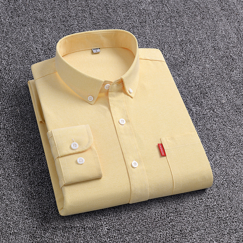 Camisas de mangas largas de Oxford personalizadas de hombre primavera y otoño de color sólido de transporte transpirable de mediana edad