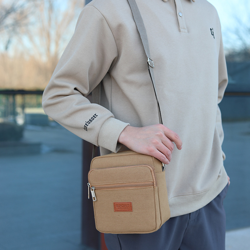 Lienzo pequeño bolso cuadrado bolso de los hombres multi-capa Negocio puesto cartera resistente al desgaste durable de las mujeres de hombro ocasional bolsa de mensajero