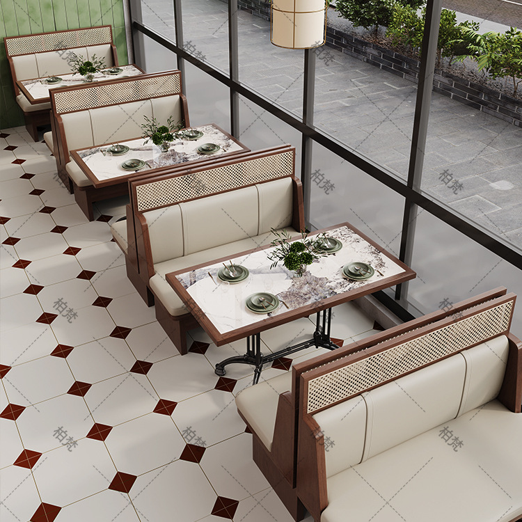 Mesa y silla de comedor de caña del sudeste asiático Comedor comercial de restaurantes de restaurantes de caña de arco de caña sofá personalizado