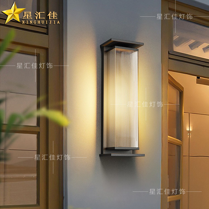 户外壁灯防水室外露台太阳能外墙灯大门口柱子现代简约庭院长条灯