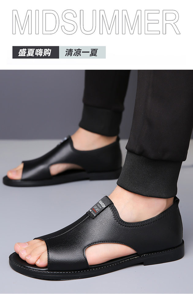 Dép sandal nam quai ngang hở ngón thoáng khí kiểu La Mã đi biển — Màu nâu, Màu đen chi tiết 19