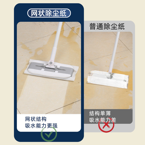 Electrostatic dust removal paper mop flat mop wooden floor mop clip cloth wet and dry replacement cloth no-wash flat mop