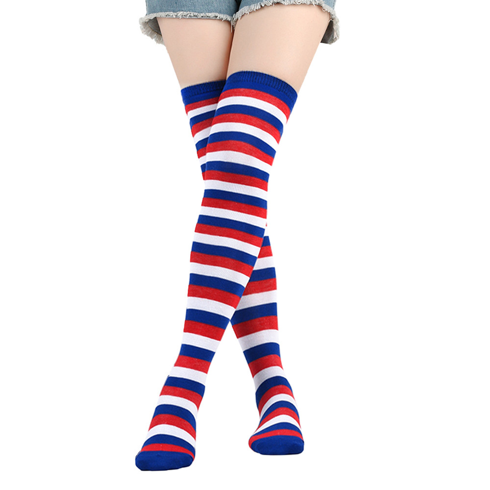 2025d Amerikanische Unabhängigkeitstagsflagge Sterne und Streifen Overknee-Socken mit fünfzackigem Stern, hohe lange Schlauchsocken im Beutel_voghion.com