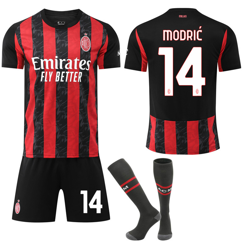 2526 Quick-Drying Club No. 10 Leo 14 Modric Jersey Sports Kidsren's Ac Milan Home Football Uniform 2526 Quick-Drying Club No. 10 Leo 14 Modric Jersey Sports Kidsren's Ac Milan Home Football Uniform