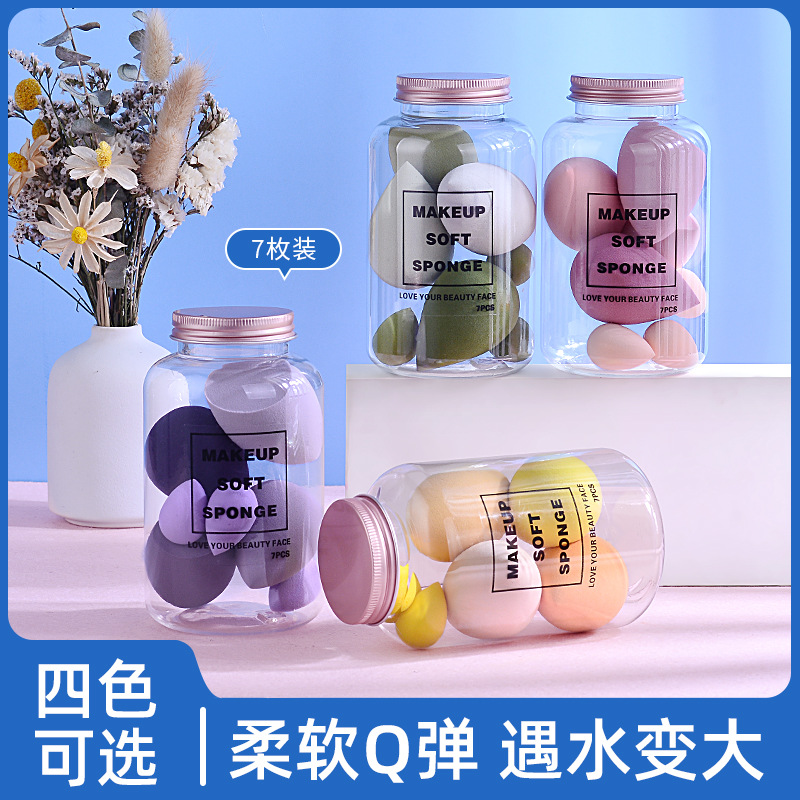 Botella flotante 7 piezas belleza huevo traje super suave sin polvo maquillaje puff gota de agua calabaza sin látex maquillaje