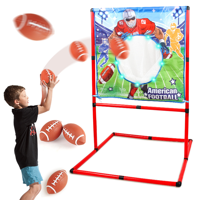 Niños con iluminación rack de rugby lanzar pelota práctica puntuación juego blanco de tela juguete deportivo interior y exterior