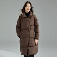 Down jacket, goose down, increased thickness, loose fit, coffee/black/white, sizes S–L