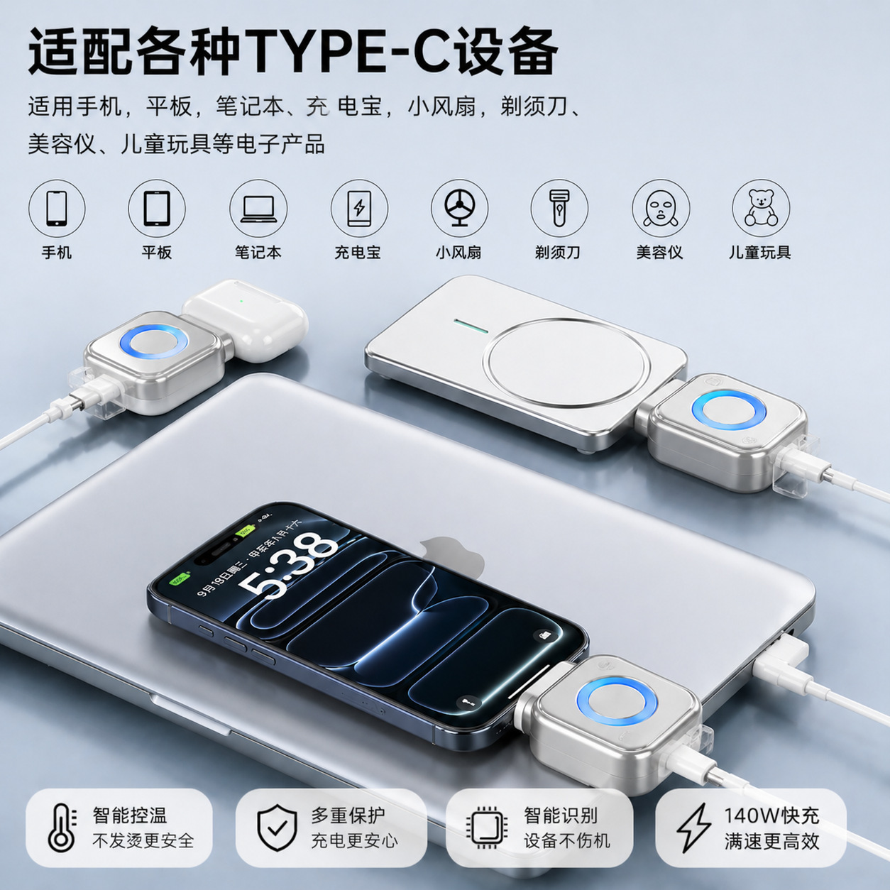 140W Type-C 고속충전 케이블 과충전 방지 자동 차단 스마트 충전 케이블