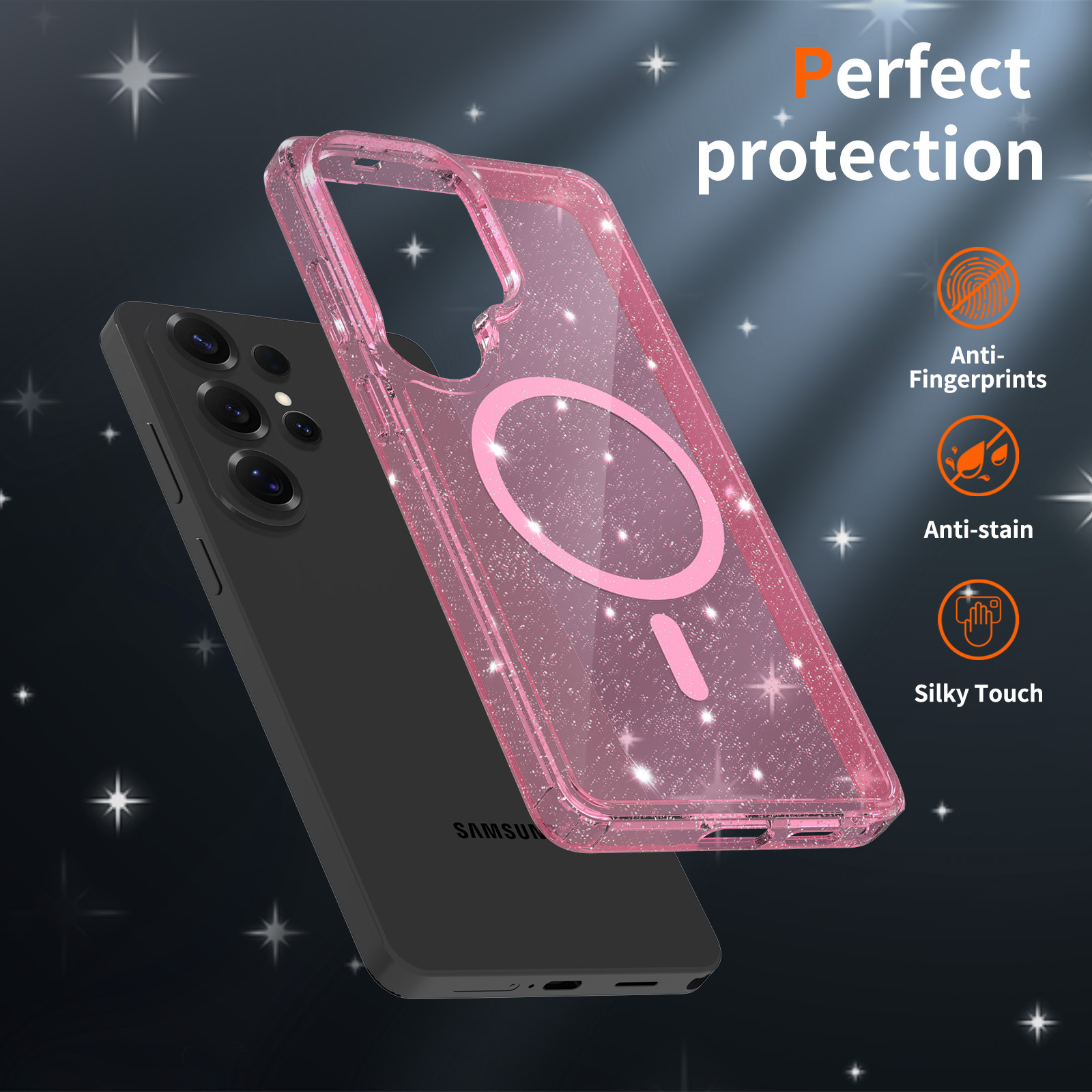 High Transparency Glitter Phone Case For Samsung Galaxy S26 Plus_voghion.com