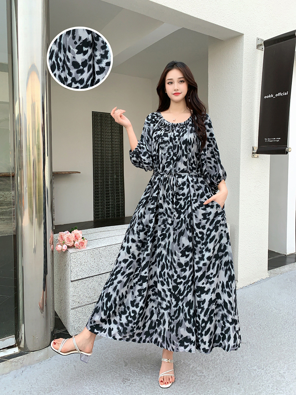 Ropa de mujer de talla grande transfronteriza europea y americana, vestido informal de algodón largo hasta la rodilla, holgado y cómodo, para verano, ropa de maternidad.