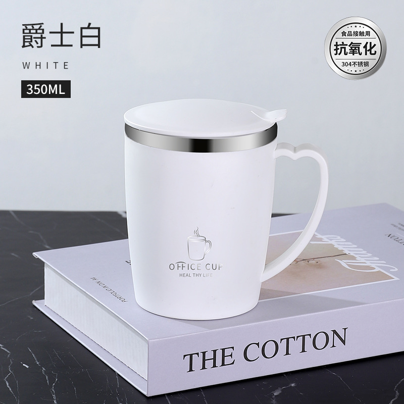Tazas de café 304 de acero inoxidable con tapa, tazas de café para hombres y mujeres de alto valor, tazas de agua doméstica, tazas de té de oficina