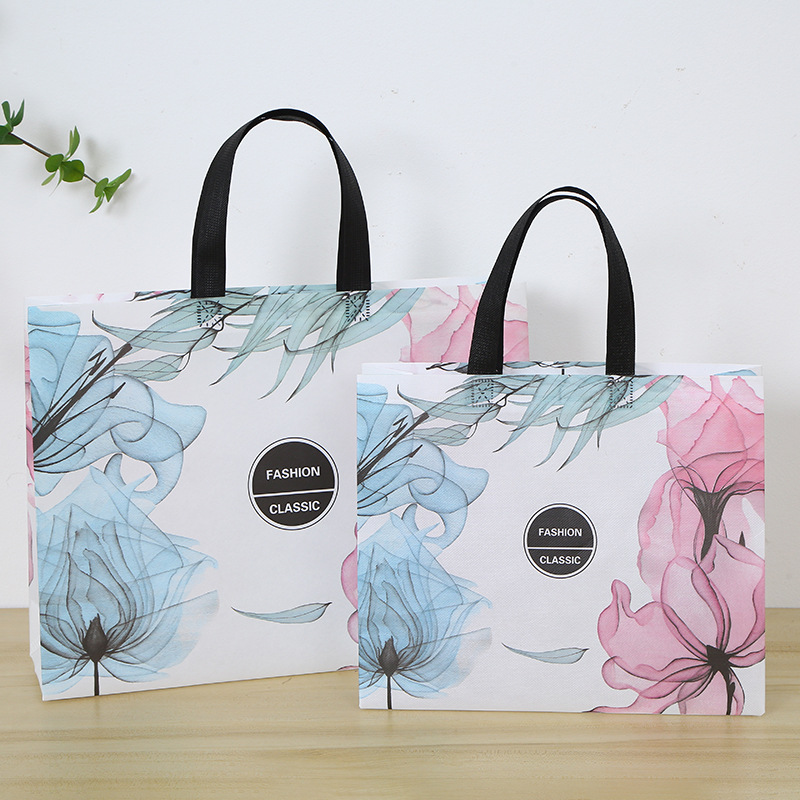 Tienda de ropa para mujeres a medida, centro comercial, tienda de ropa, bolsa de mano de compras, prensa en caliente, publicidad, bolsa no tejida laminada, personalización