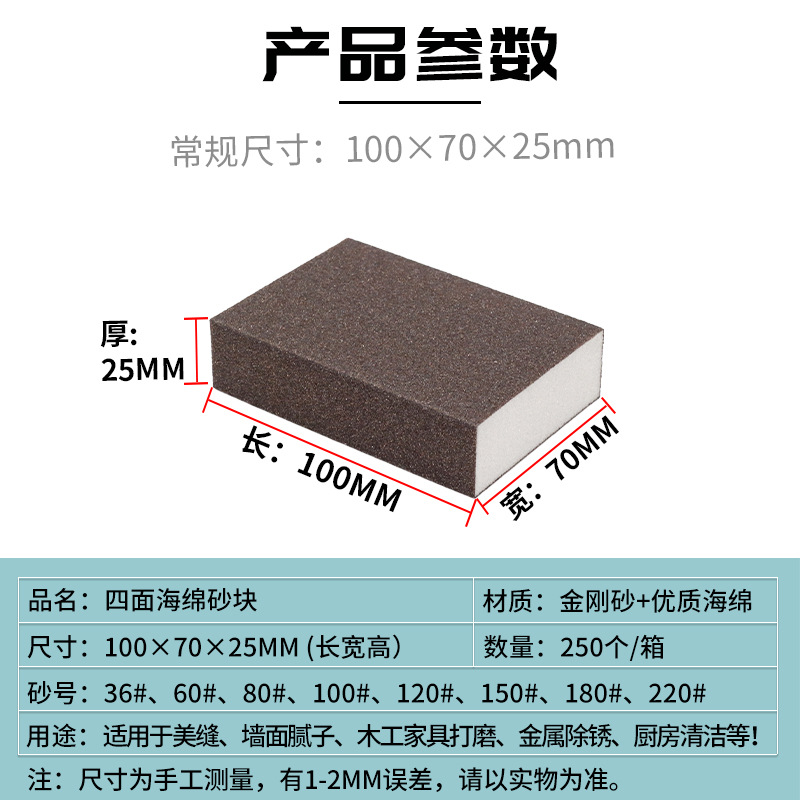 Fabricantes al por mayor bloque de arena de esponja británico grueso hermoso costura azul de doble cara muebles de carpintería pulido y pulido bloque abrasivo de esponja