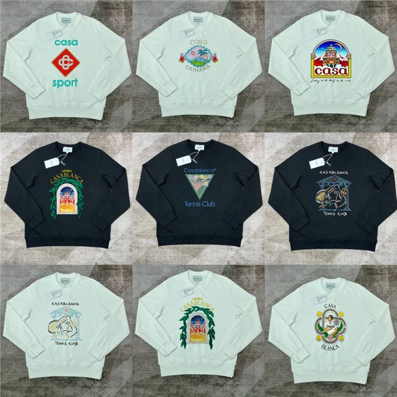Casablanca Casablanca Round Neck American Long-Sleeved Sweatshirt 25 Cross-Border Export Printing Men's Same Style