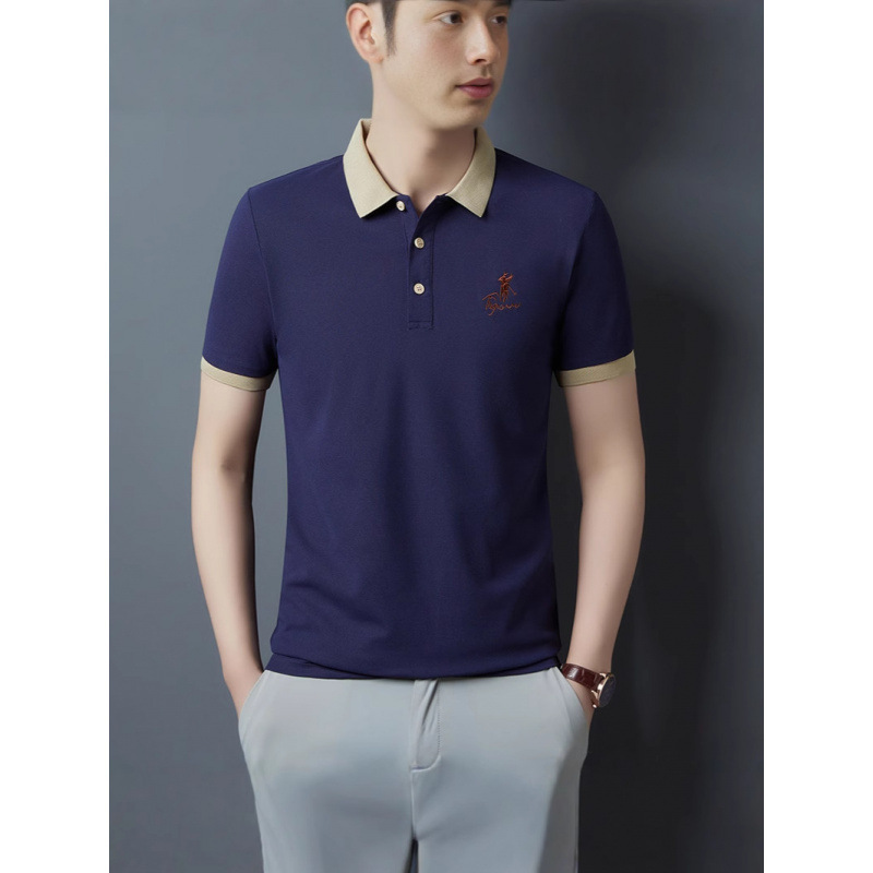 \ Polo camiseta de manga corta para hombre verano nuevo estilo bordado de solapa camiseta casual de negocios para hombre