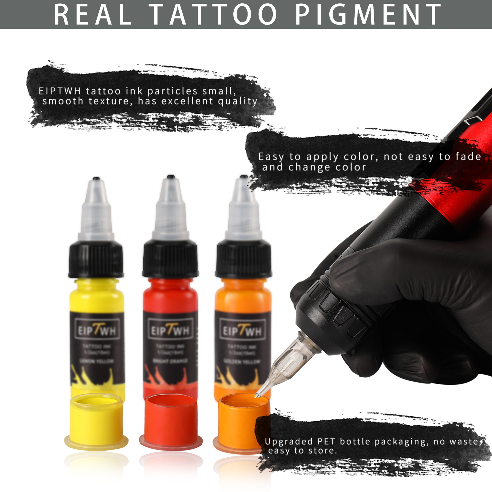 14 colores de tapa dura tatuaje tinta tatuaje Pigmento color claro buenas partículas delicado fácil de colorear pigmento del tatuaje 15ML