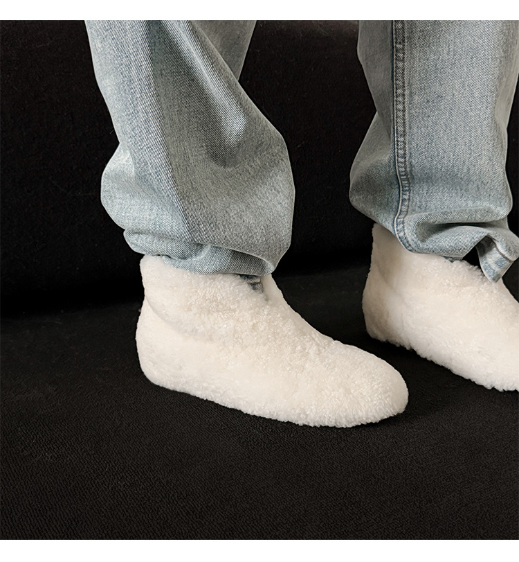 Boot cổ cao lông cừu mùa đông kiểu V, lót lông dày giữ ấm, tăng chiều cao, da dê nguyên tấm — nâu, màu đen, Trắng, màu đỏ chi tiết 22