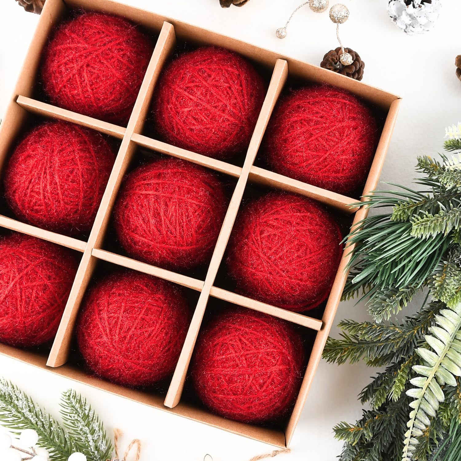 Nuevos productos transfronterizos 8cm9pcs bola de lana set de Navidad decoración de Navidad interior y exterior diseño de escena