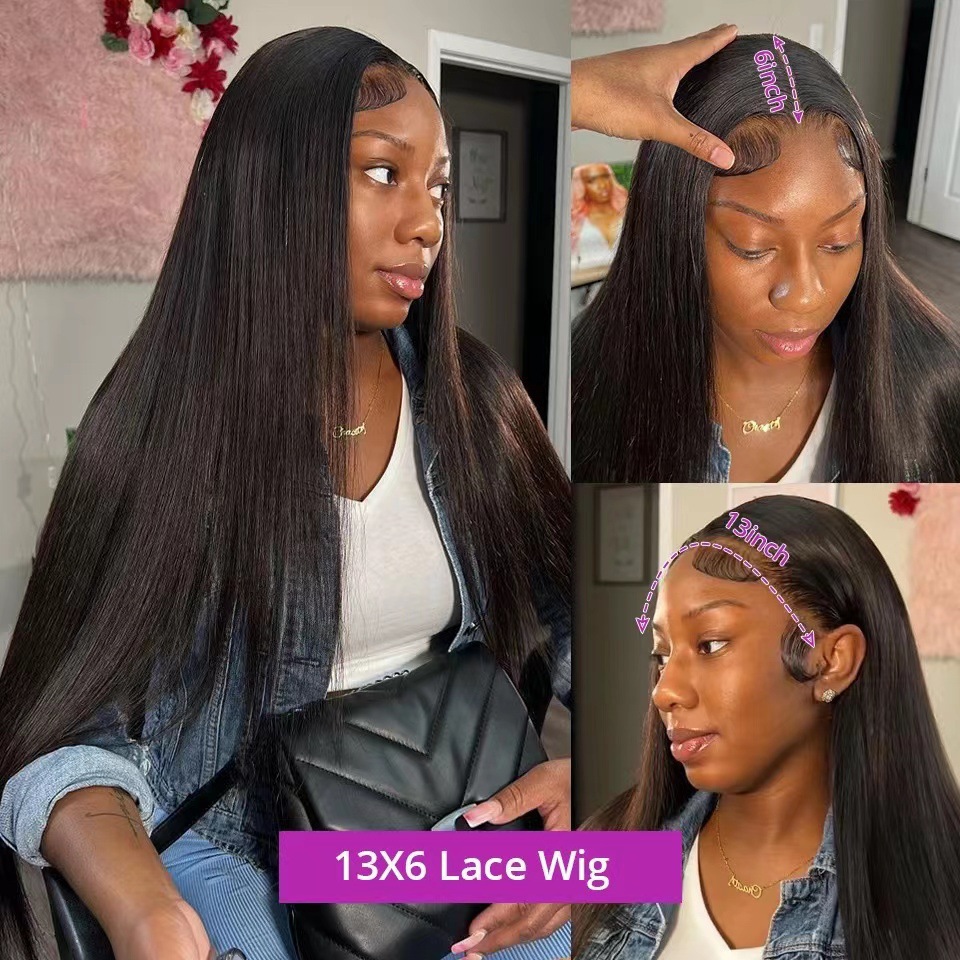 Women's Long Straight Synthetic Hair Wig Lace Front Full Headpiece European American Style High Temperature Fiber_voghion.com