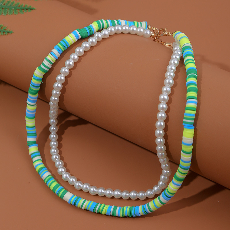 Bohemian Hand-woven Pearl Soft Ceramic Multilayer Necklace Creative Color Jewelry display picture 5