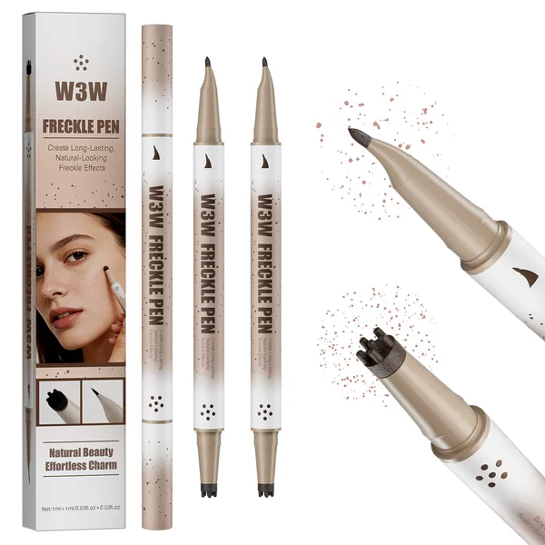 W3W Dual-Head Stamp Freckle Pen Micro-Engraving Curved Tip Eyeliner Waterproof Smudge-Proof Long-Lasting Spot Freckle Pen Cross-Border