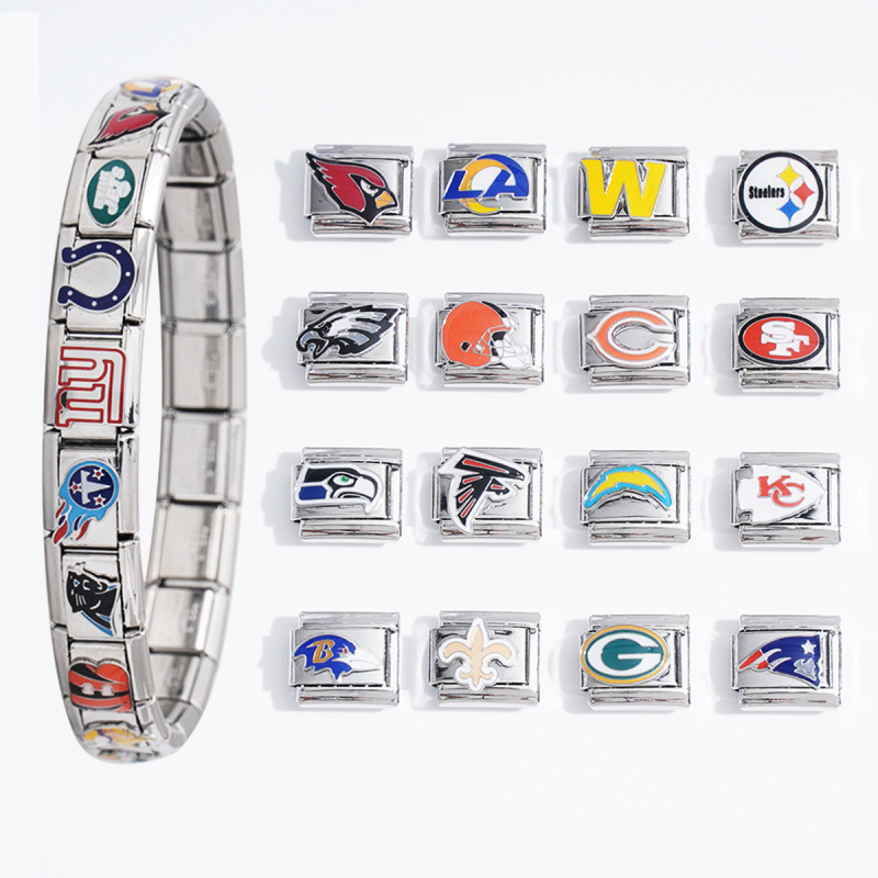 Rugby-Themed Handmade Oil-Drip Welding Italian Module Bracelet DIY Jewelry Accessory Chain Niche Detachable Bracelet