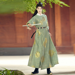 Hanfu Round-Neck Robe with Open Crotch for Men and Women, Adult Stylish Autumn and Winter Improved Version