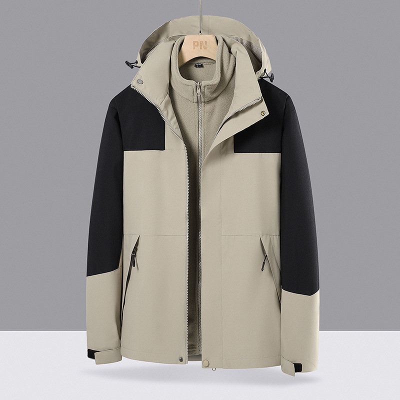 爆款登山服户外冲锋衣男女情侣款防风防水三合一外套夹克刺绣logo|undefined
