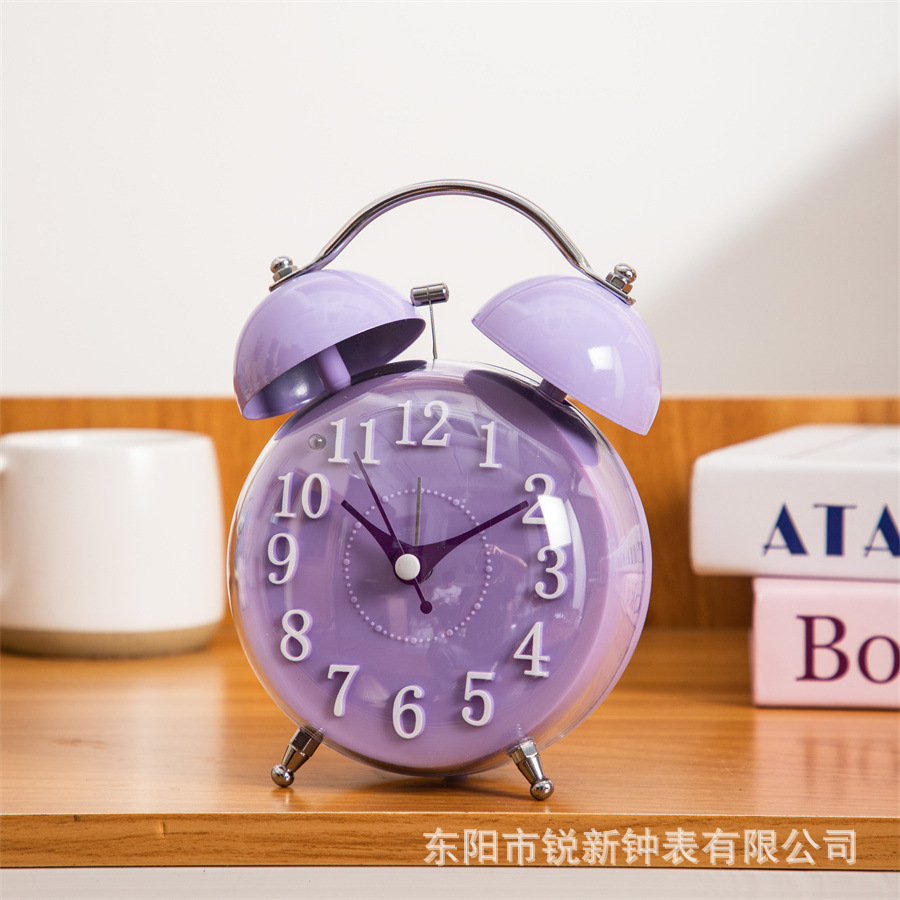 Amazon nuevo reloj de 4 pulgadas marca esférica estereoscópica luces nocturnas súper silenciosas estudiantes niños reloj de escritorio