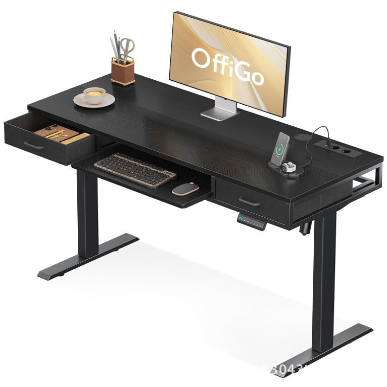 Cross-Border Retro Desk Electric Adjustable Height Adjustment Office Desk Multi-Function with Storage Computer Desk