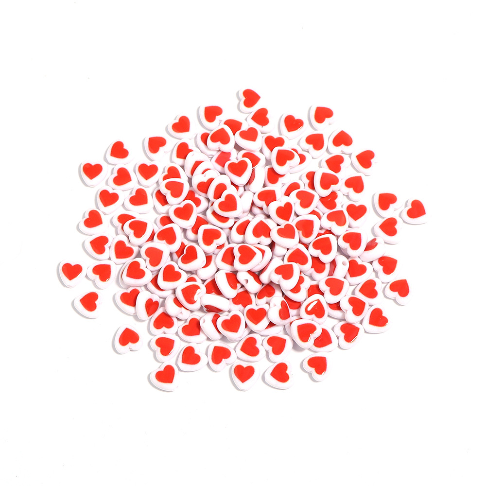 Acrylic Material 100 PCS/Package 8mm Hole 1~1.9mm Arylic Heart Shape DIY Jewelry Accessories Beads
