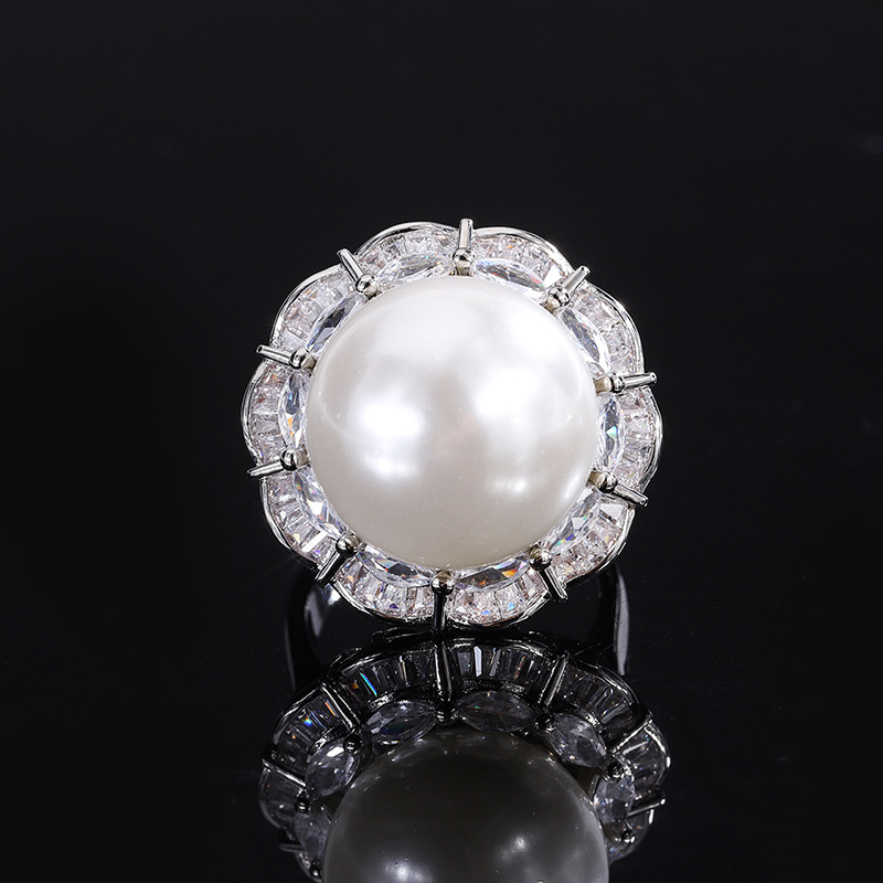 Zhuang Sheng joyería con incrustaciones blanco rebordear estilo coreano hecho a mano anillo de diamante pendientes traje 16 mm12mm