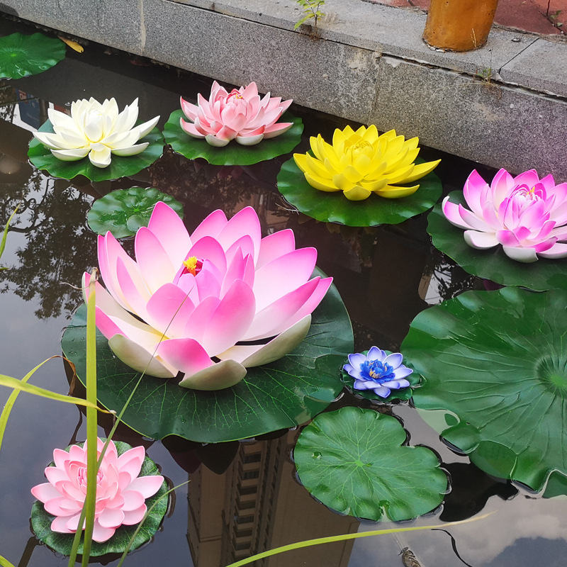 仿真荷花荷叶 睡莲假荷花舞蹈道具水池装饰莲花 EVA泡沫永生花